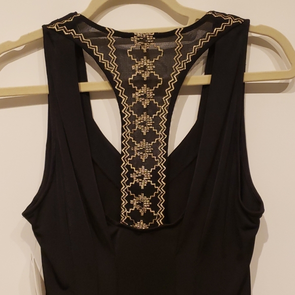 Free People Tops - Free People black & gold tank blouse